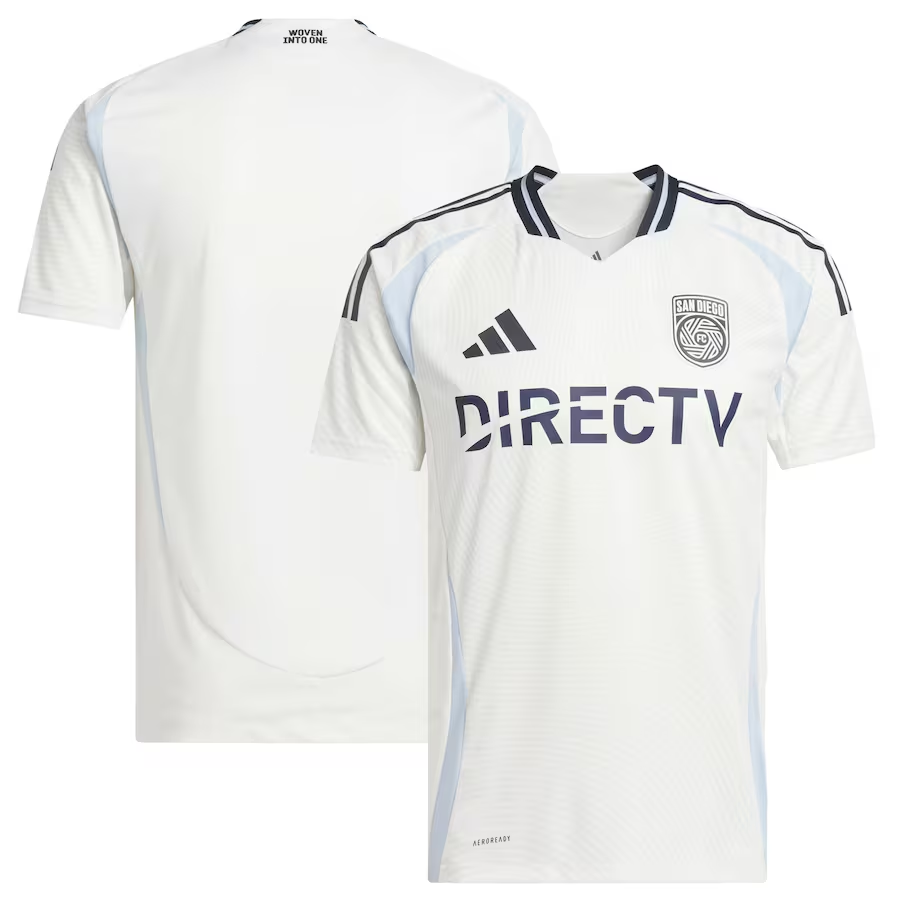 San Diego FC men’s away adidas white 2025 jersey