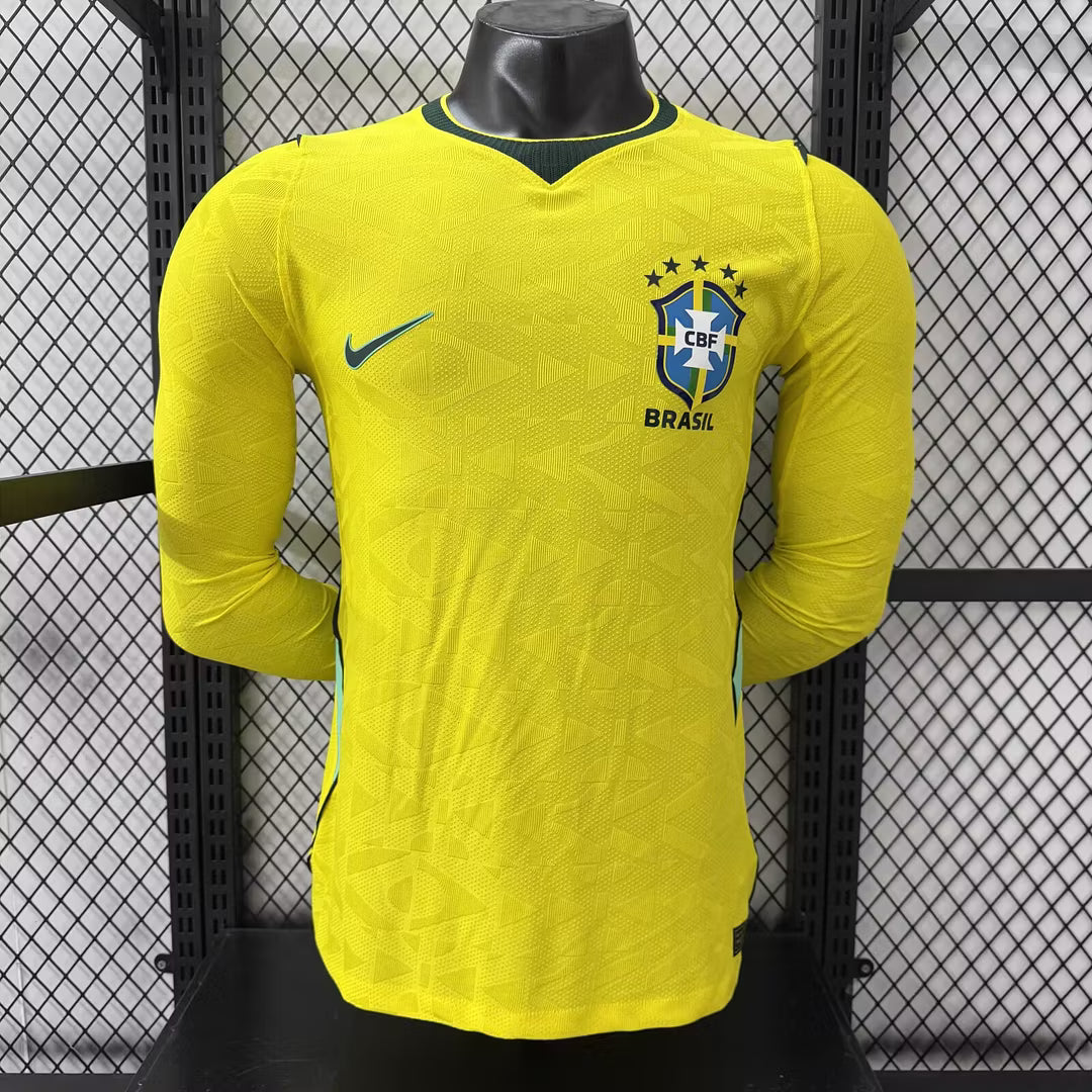 2026 Long Sleeves Player Version Brazil Home Soccer Jersey
