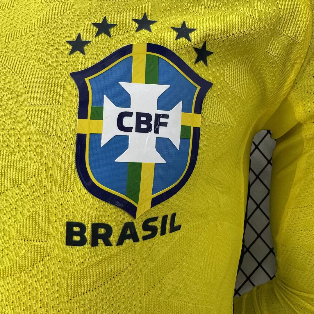 2026 Long Sleeves Player Version Brazil Home Soccer Jersey