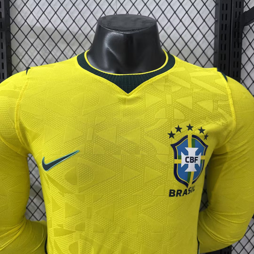 2026 Long Sleeves Player Version Brazil Home Soccer Jersey
