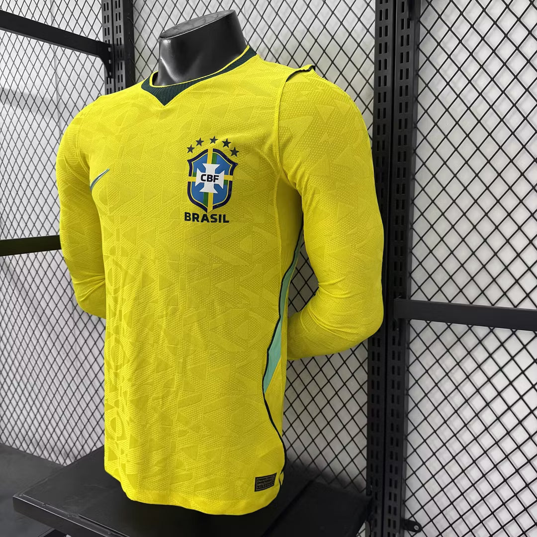 2026 Long Sleeves Player Version Brazil Home Soccer Jersey