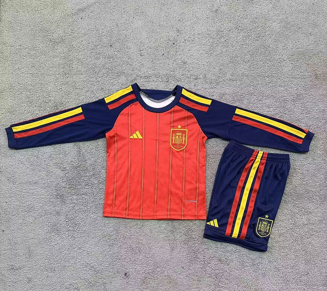2026 Long Sleeves Spain National Team Home Football Shirt Kids Size