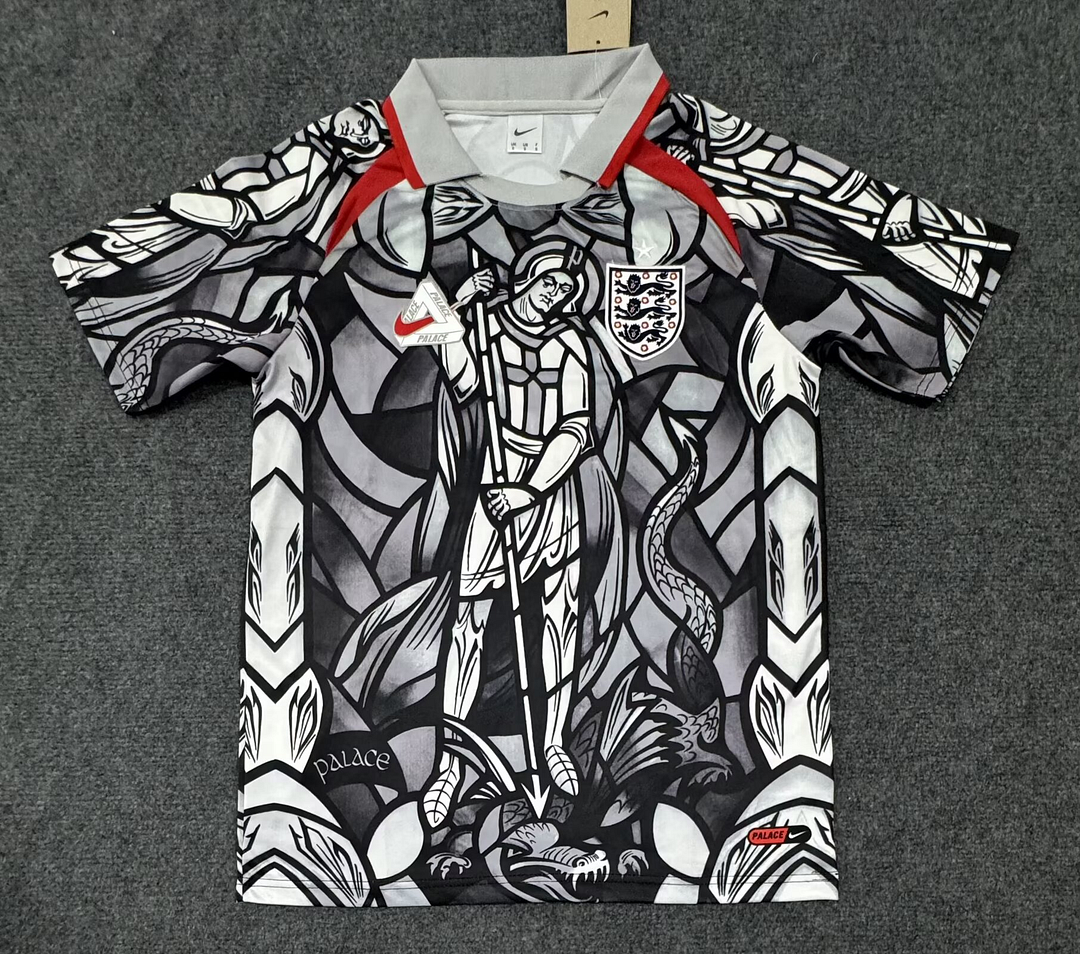 2026 England Pre-Match Collaboration Edition Grey POLO Collar Football Shirt