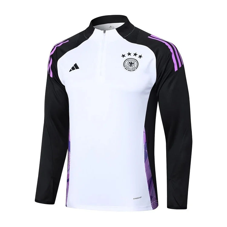 2024 Germany Half-Pull Training Suit White Jersey Set