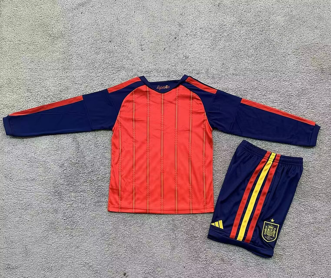 2026 Long Sleeves Spain National Team Home Football Shirt Kids Size